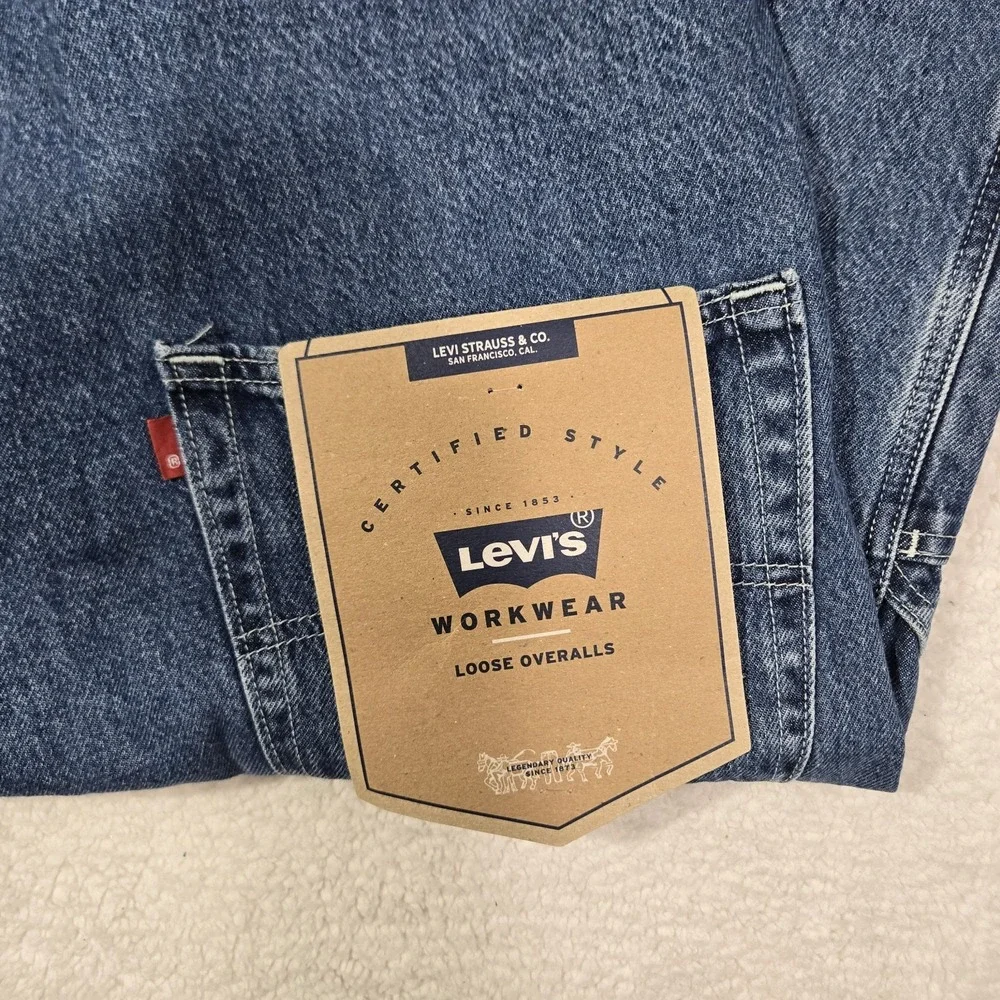 $120 Levis Workwear Loose Overalls Mens Size XL Denim Cotton Blue
